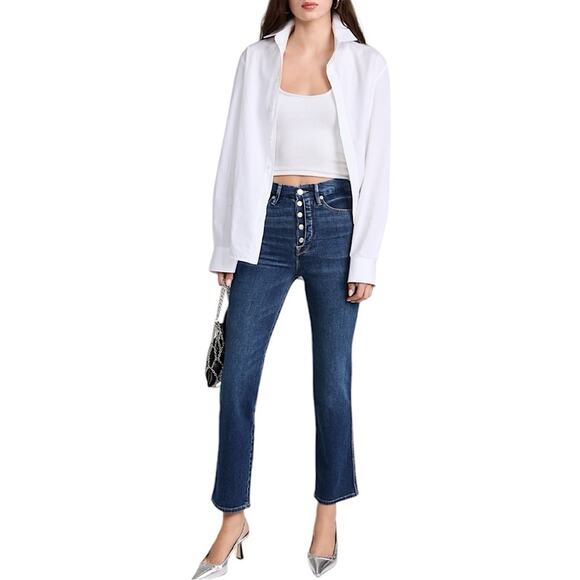 NWT Good American Good Curve Exposed Button High Rise Straight Jean Sz 6/28 $145 - Picture 5 of 8